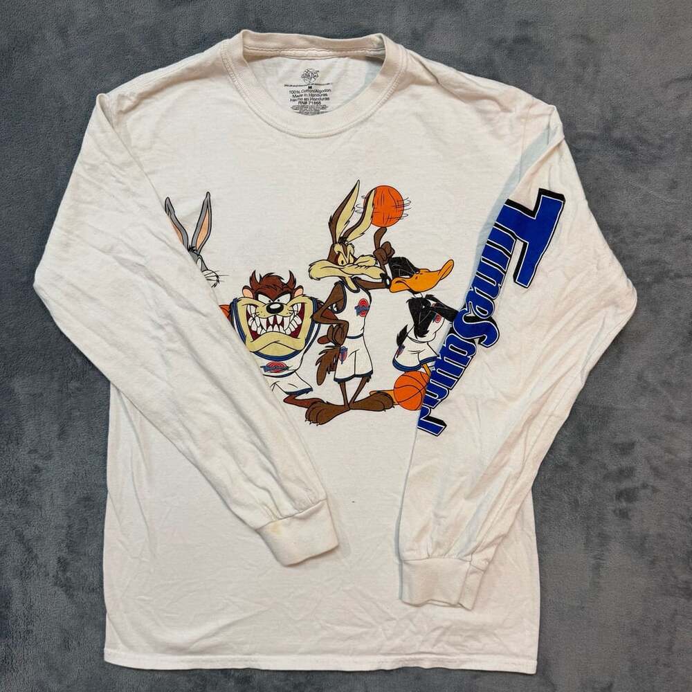 Space Jam Tune Squad Long Sleeve Shirt Size M White Looney Tunes